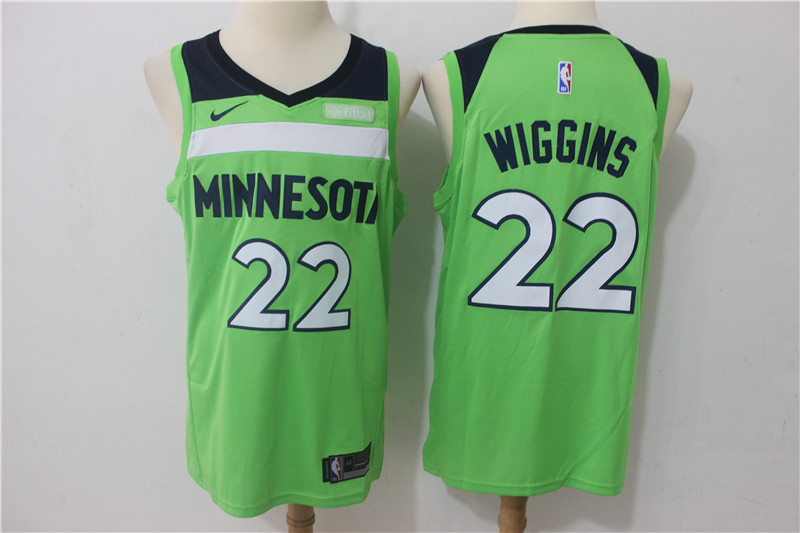 Men Minnesota Timberwolves 22 Wiggins Green Game Nike NBA Jerseys